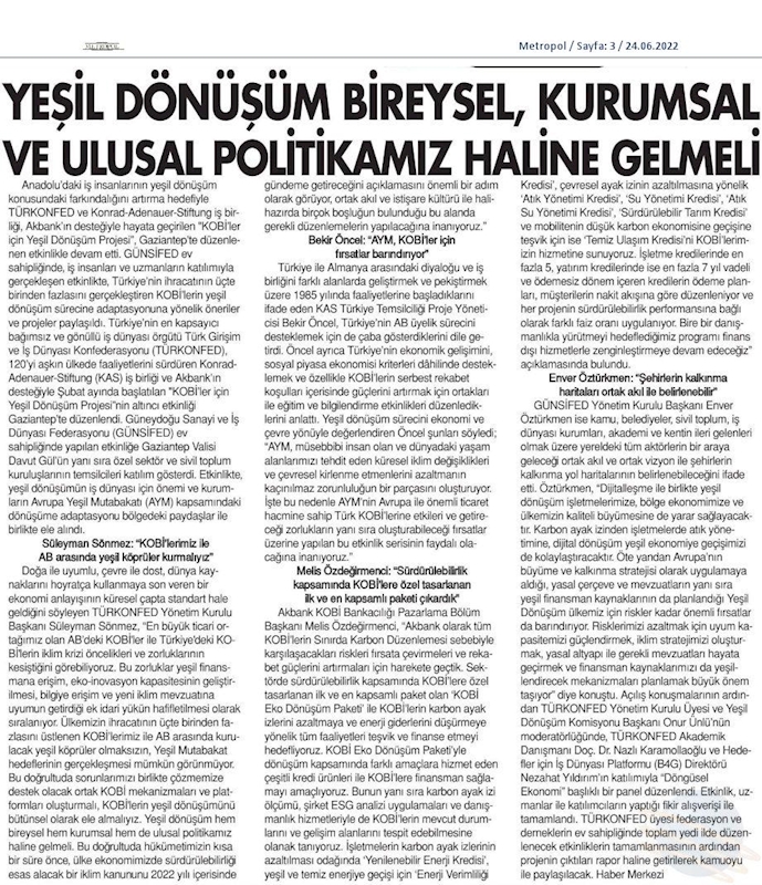 KOBİ'ler Icin Yesil Dönüşüm Projesi 23 Haziran 2022 Gaziantep - 10