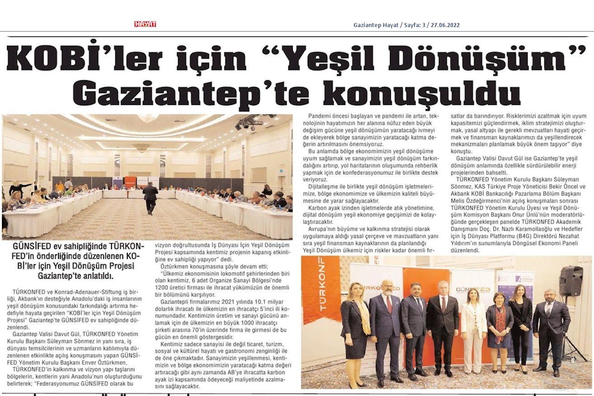 KOBİ'ler Icin Yesil Dönüşüm Projesi 23 Haziran 2022 Gaziantep - 11