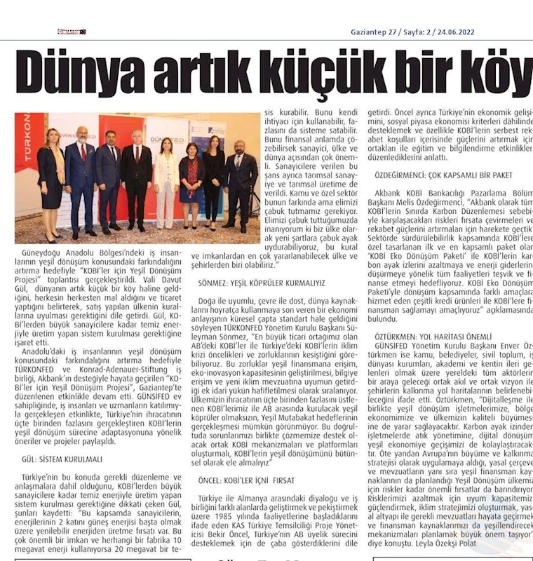 KOBİ'ler Icin Yesil Dönüşüm Projesi 23 Haziran 2022 Gaziantep - 13
