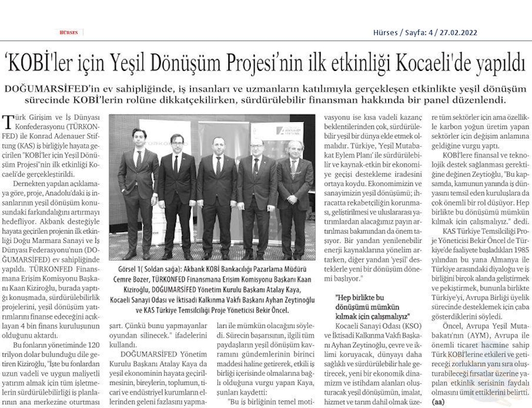 KOBİ'ler Icin Yesil Dönüşüm Projesi 24 Subat 2022 Kocaeli - 1