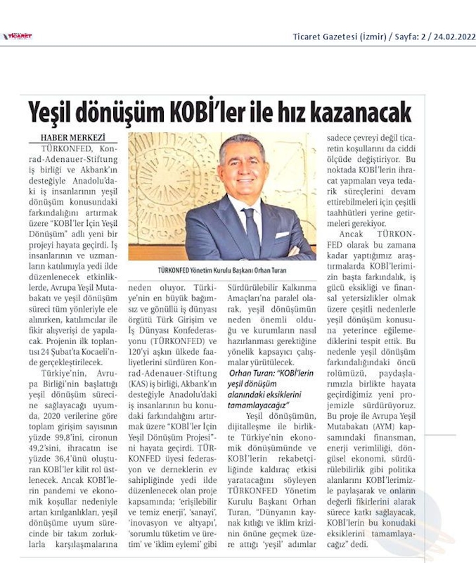 KOBİ'ler Icin Yesil Dönüşüm Projesi 24 Subat 2022 - 6