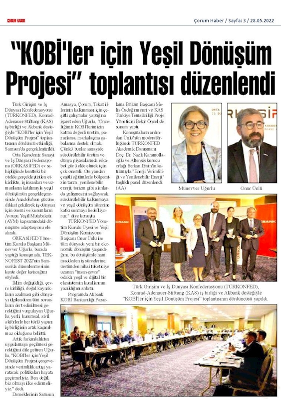 KOBİ'ler Icin Yesil Dönüşüm Projesi 26 Mayis 2022 Samsun - 2