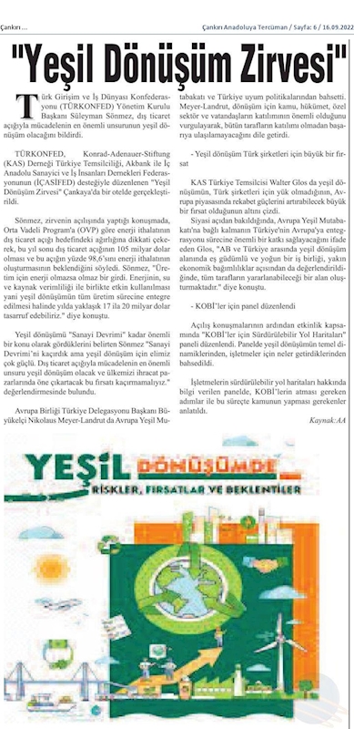 KOBİ'ler Icin Yesil Dönüşüm Projesi Yesil Dönüşüm Zirvesi 15 Eylul 2022 Ankara - 11