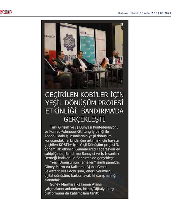 KOBİ'ler Icin Yesil Dönüşüm Yol Arkadasim Etkinligi 31 Mayis 2023 Bandirma - 11