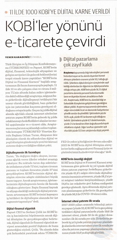 KOBİ'lerin Dijital Ve Finansal Karnesi Pandeminin Isletmelere Etkisi 1 Arastirma Raporu Basin Yansimalari 7 Nisan 2021 - 6
