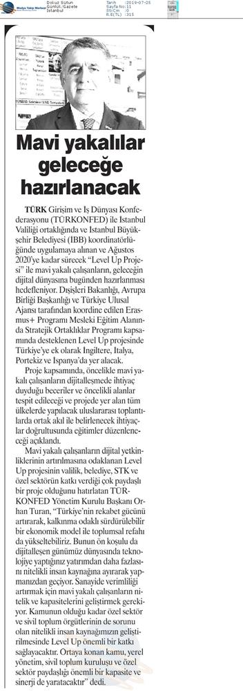 Level Up Projesi Medya Yansimalari 22 Temmuz 2019 - 1