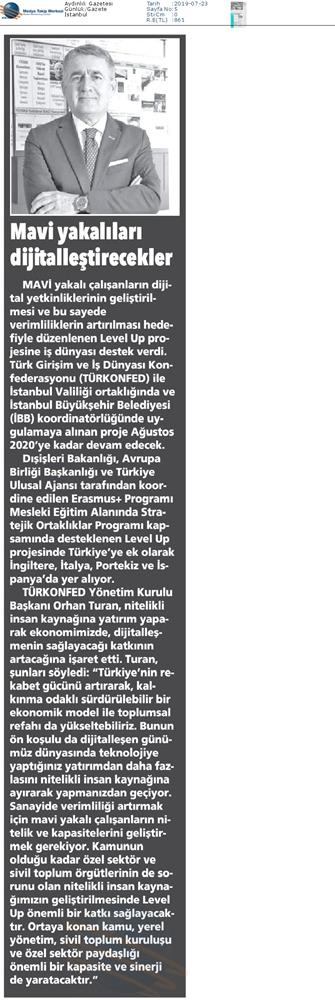 Level Up Projesi Medya Yansimalari 22 Temmuz 2019 - 11