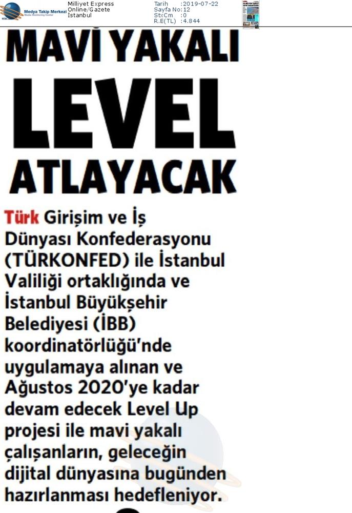Level Up Projesi Medya Yansimalari 22 Temmuz 2019 - 12