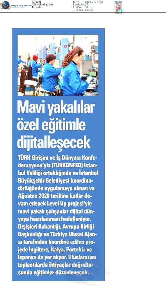 Level Up Projesi Medya Yansimalari 22 Temmuz 2019 - 13