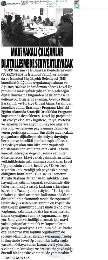 Level Up Projesi Medya Yansimalari 22 Temmuz 2019 - 15