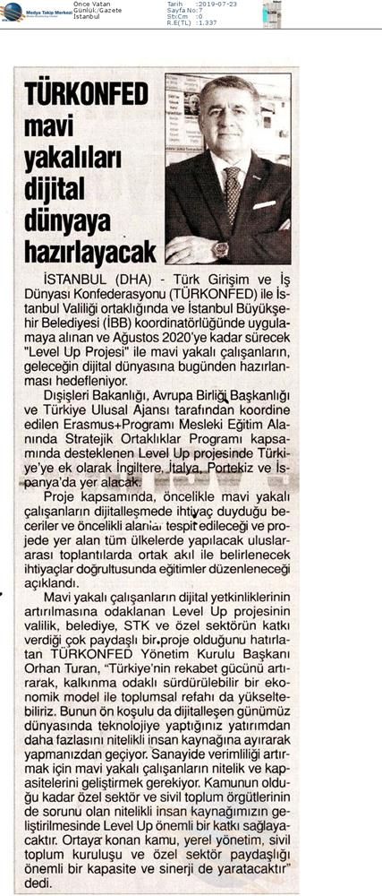 Level Up Projesi Medya Yansimalari 22 Temmuz 2019 - 16