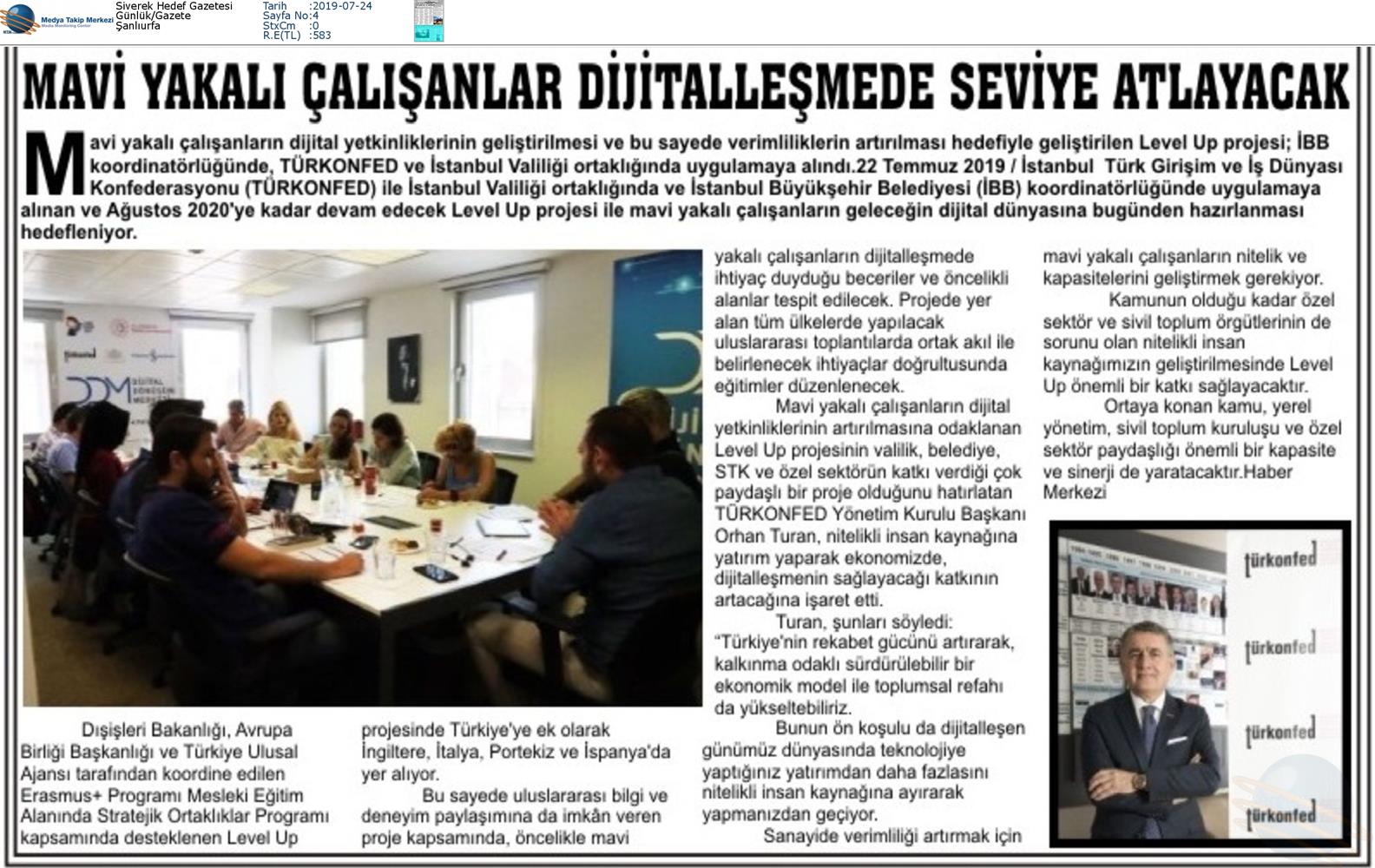 Level Up Projesi Medya Yansimalari 22 Temmuz 2019 - 17