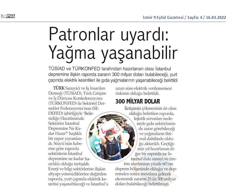 Sektorler Istanbul Depremine Ne Kadar Hazir Raporu 15 Mart 2022 - 1