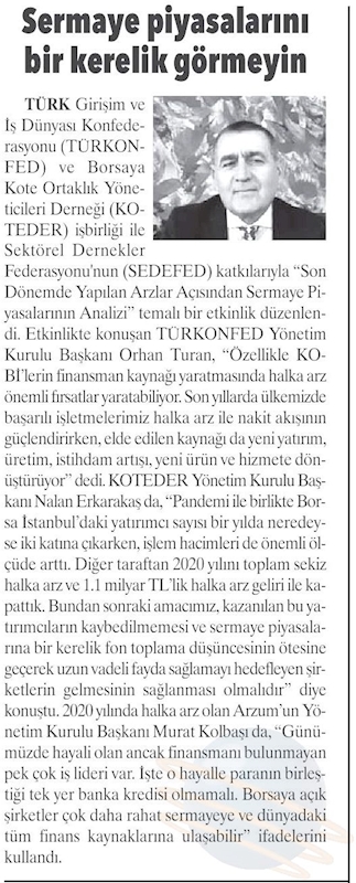 Son Donemde Yapilan Halka Arzlar Acisindan Sermaye Piyasalarinin Analizi Webinari Basin Yansimalari 11 Subat 2021 - 1