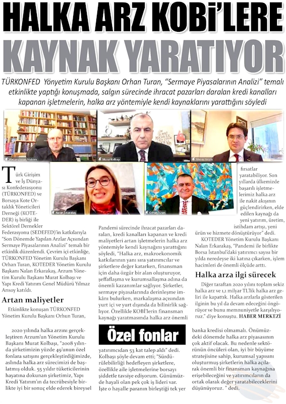 Son Donemde Yapilan Halka Arzlar Acisindan Sermaye Piyasalarinin Analizi Webinari Basin Yansimalari 11 Subat 2021 - 10