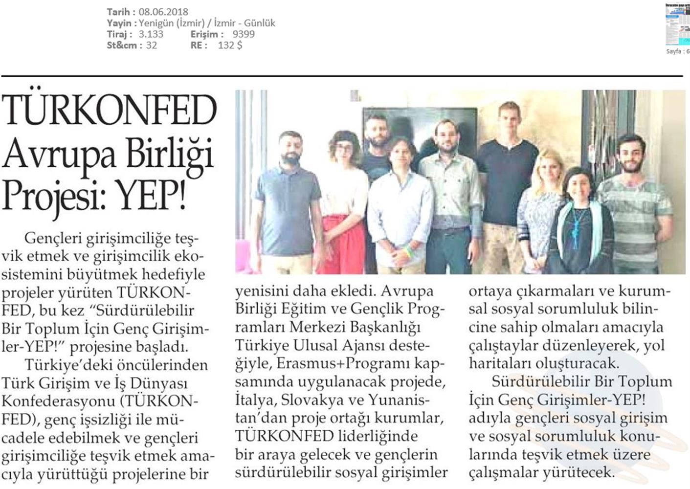 Surdurulebilir Bir Toplum Icin Genc Girişimciler Yep Projesi Basin Yansimalari 8 Haziran 2018 Istanbul - 1