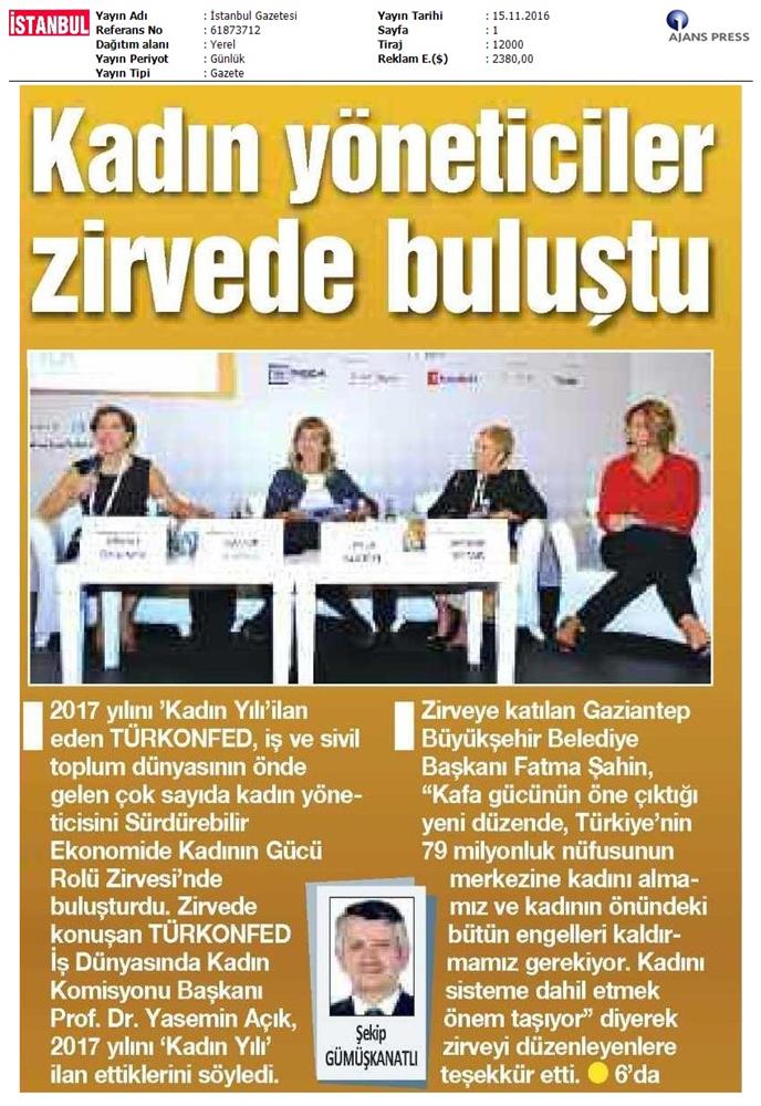 Surdurulebilir Ekonomide Kadinin Rolu Zirvesi 14112016 - 1