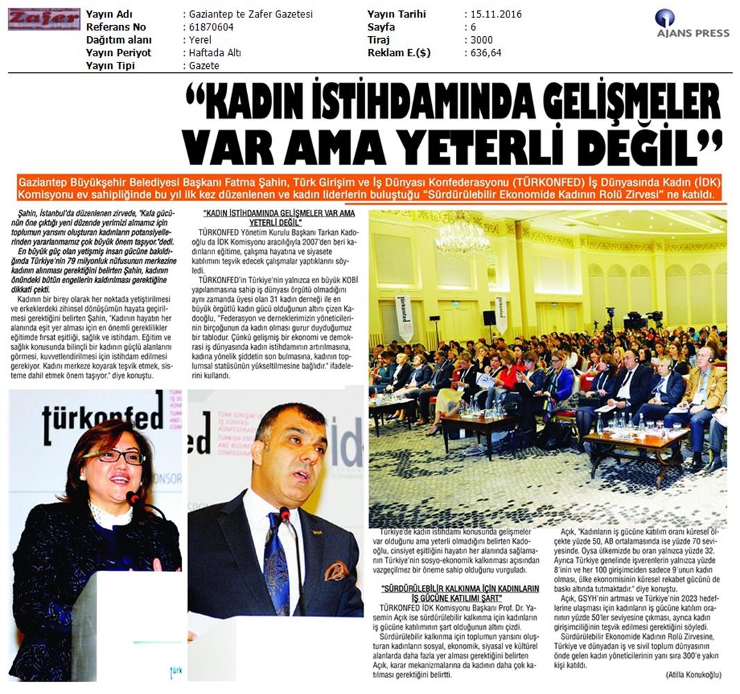 Surdurulebilir Ekonomide Kadinin Rolu Zirvesi 14112016 - 2