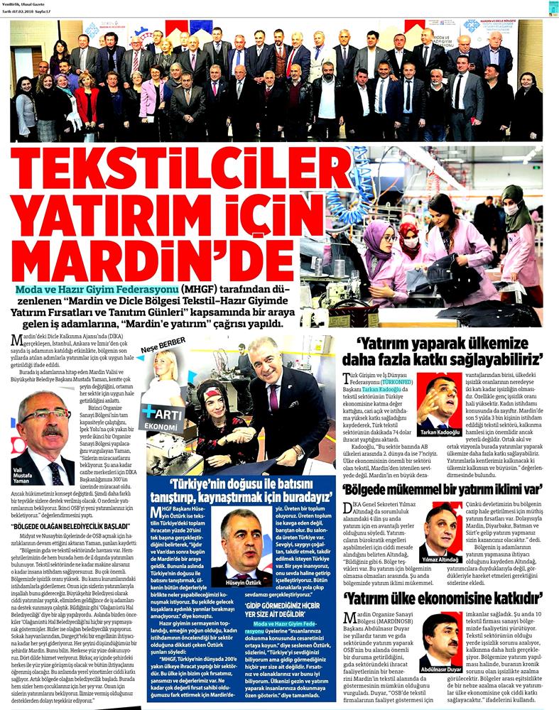 Tarkan Kadooğlu Dogu Ve Guneydogu Yatirim Cagrisi Medya Yansimalari 2 3 Subat 2018 Mardin Van - 1