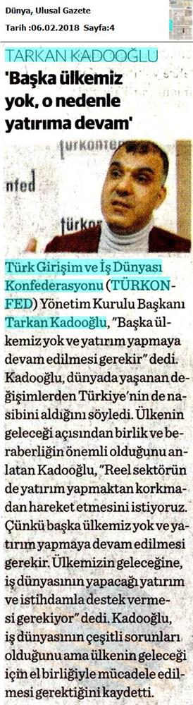 Tarkan Kadooğlu Dogu Ve Guneydogu Yatirim Cagrisi Medya Yansimalari 2 3 Subat 2018 Mardin Van - 12