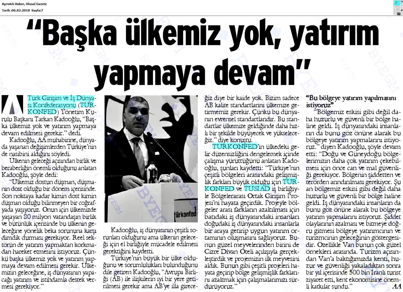 Tarkan Kadooğlu Dogu Ve Guneydogu Yatirim Cagrisi Medya Yansimalari 2 3 Subat 2018 Mardin Van - 16