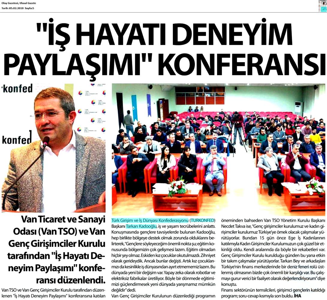 Tarkan Kadooğlu Dogu Ve Guneydogu Yatirim Cagrisi Medya Yansimalari 2 3 Subat 2018 Mardin Van - 18