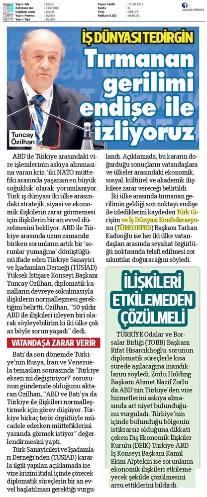 Türkiye Abd Vize Sorunu Basin Aciklamasi Medya Yansimalari 10 Ekim 2017 - 16