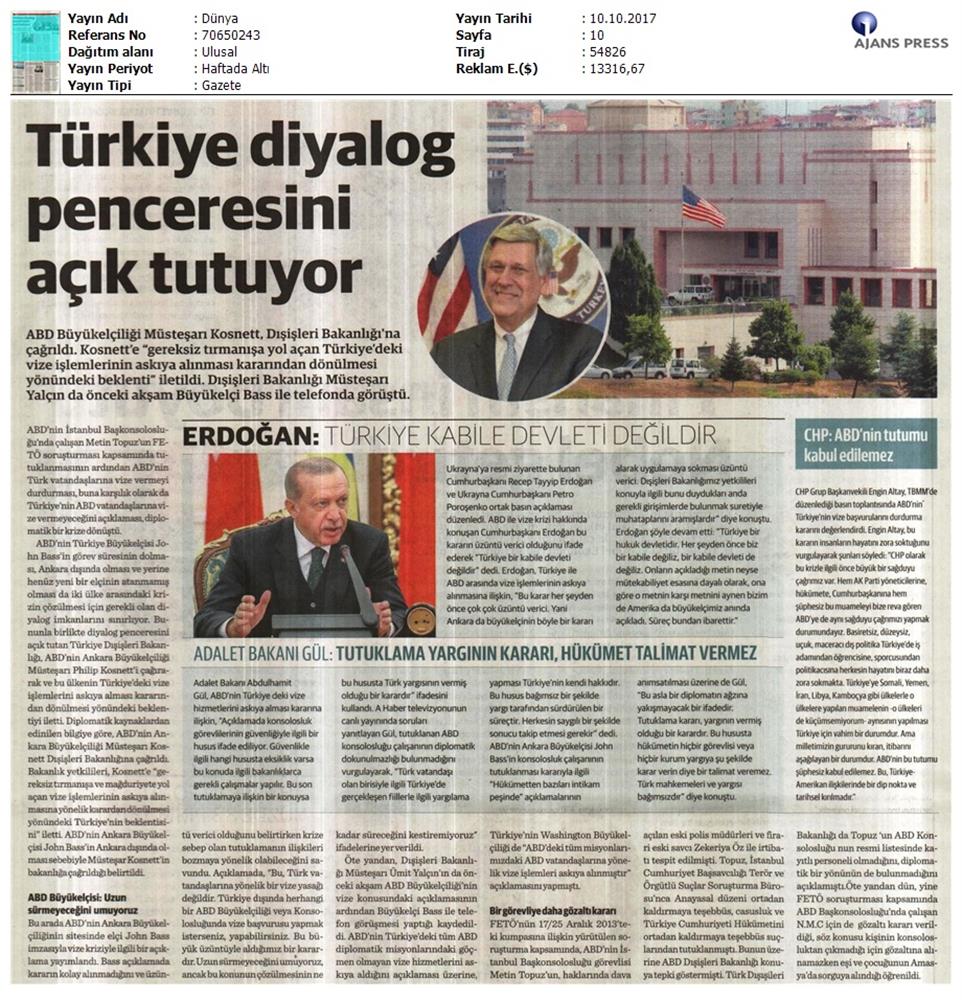 Türkiye Abd Vize Sorunu Basin Aciklamasi Medya Yansimalari 10 Ekim 2017 - 28