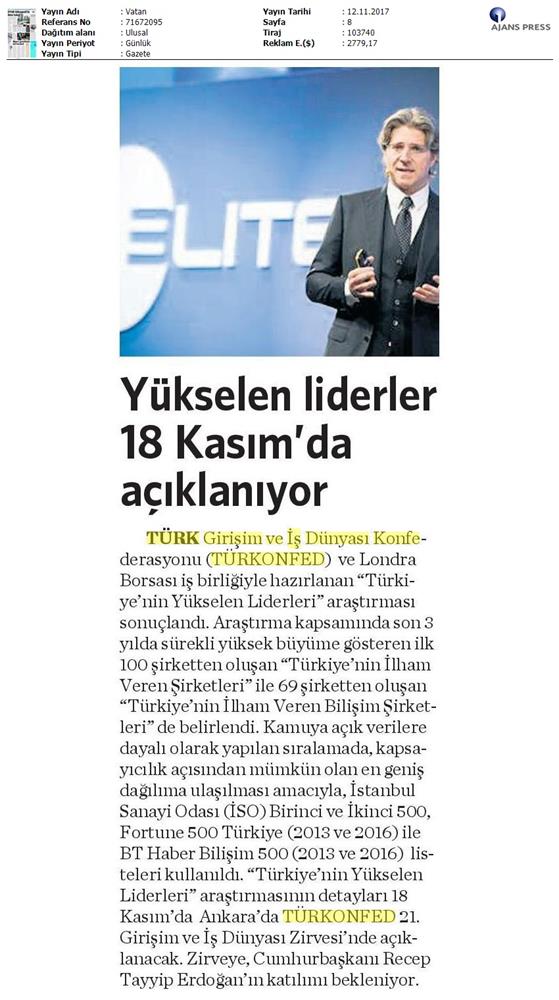 Türkiyenin Yukselen Liderleri Raporu Medya Yansimalari 12 Kasim 2017 Istanbul - 2