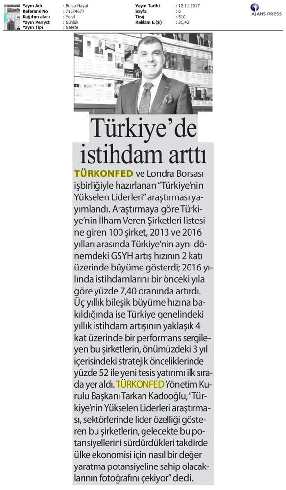 Türkiyenin Yukselen Liderleri Raporu Medya Yansimalari 12 Kasim 2017 Istanbul - 13