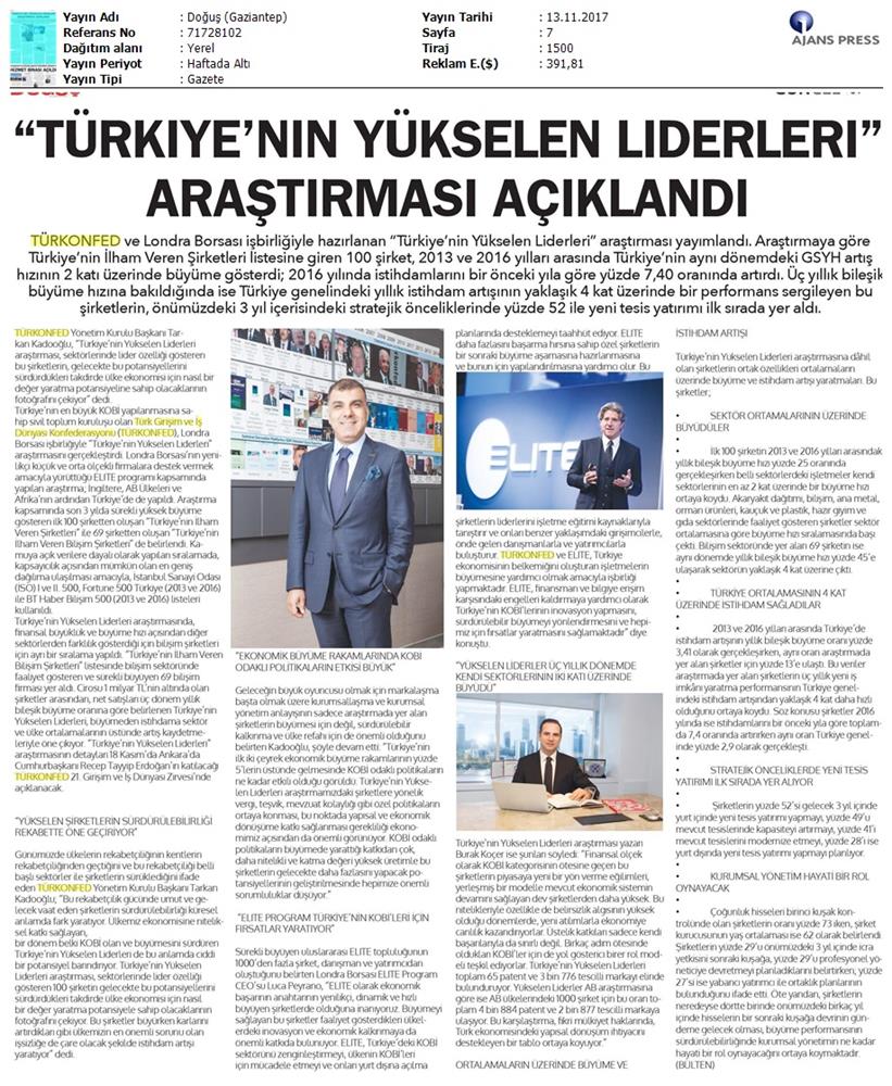 Türkiyenin Yukselen Liderleri Raporu Medya Yansimalari 12 Kasim 2017 Istanbul - 22