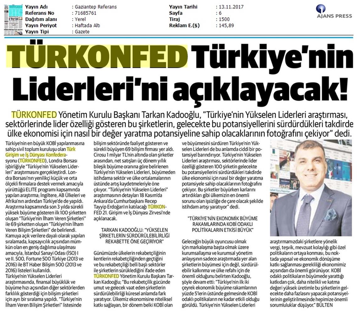Türkiyenin Yukselen Liderleri Raporu Medya Yansimalari 12 Kasim 2017 Istanbul - 24