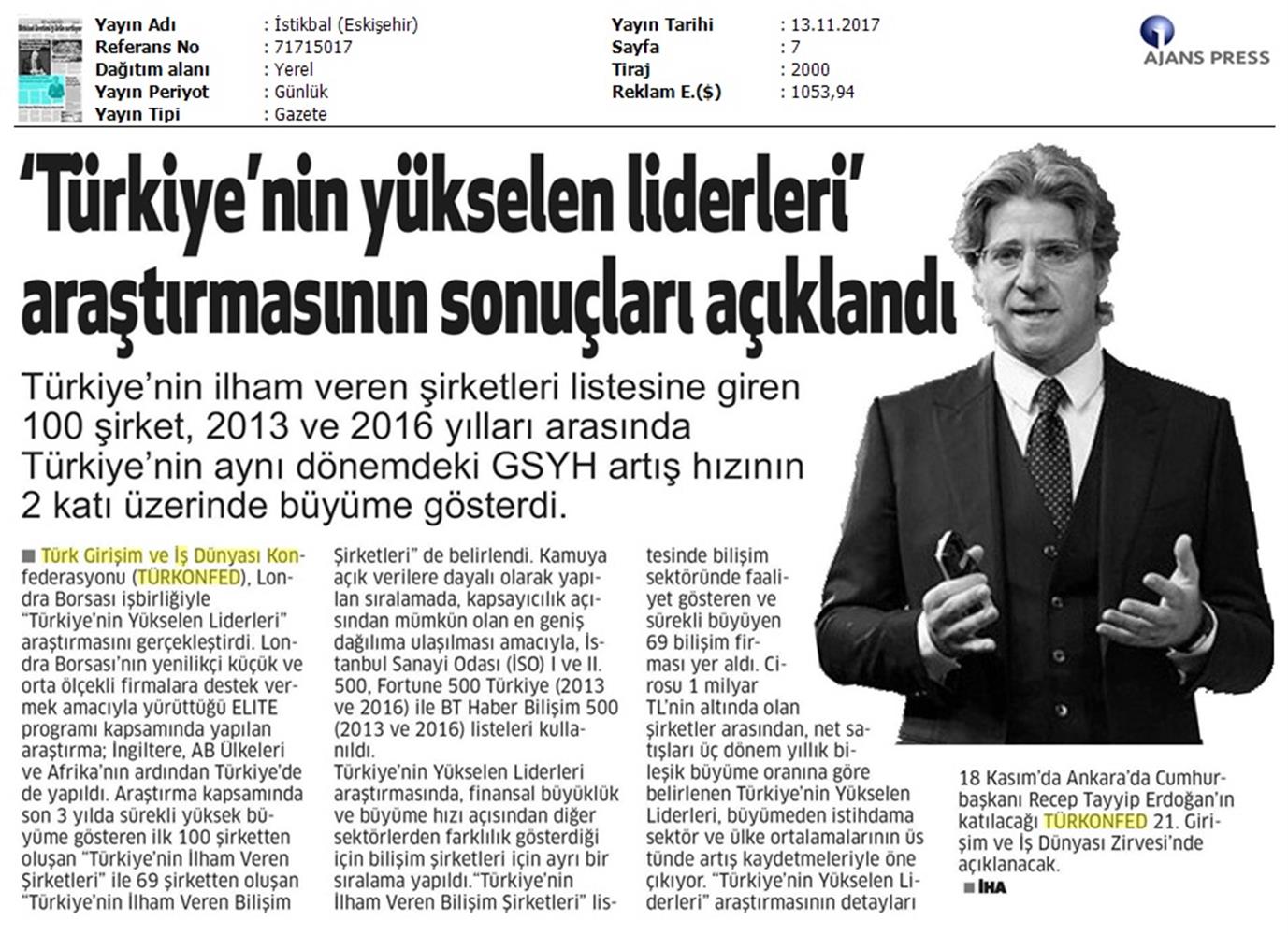 Türkiyenin Yukselen Liderleri Raporu Medya Yansimalari 12 Kasim 2017 Istanbul - 25