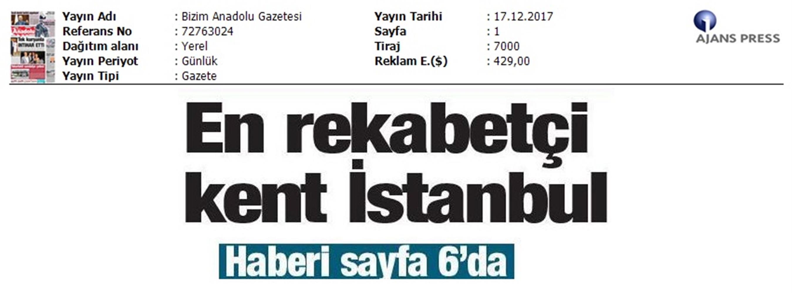TÜRKONFED Isifed Rekabet Endeksi Tanitim Toplantısı Medya Yansimalari 14 Aralik 2017 Istanbul - 9