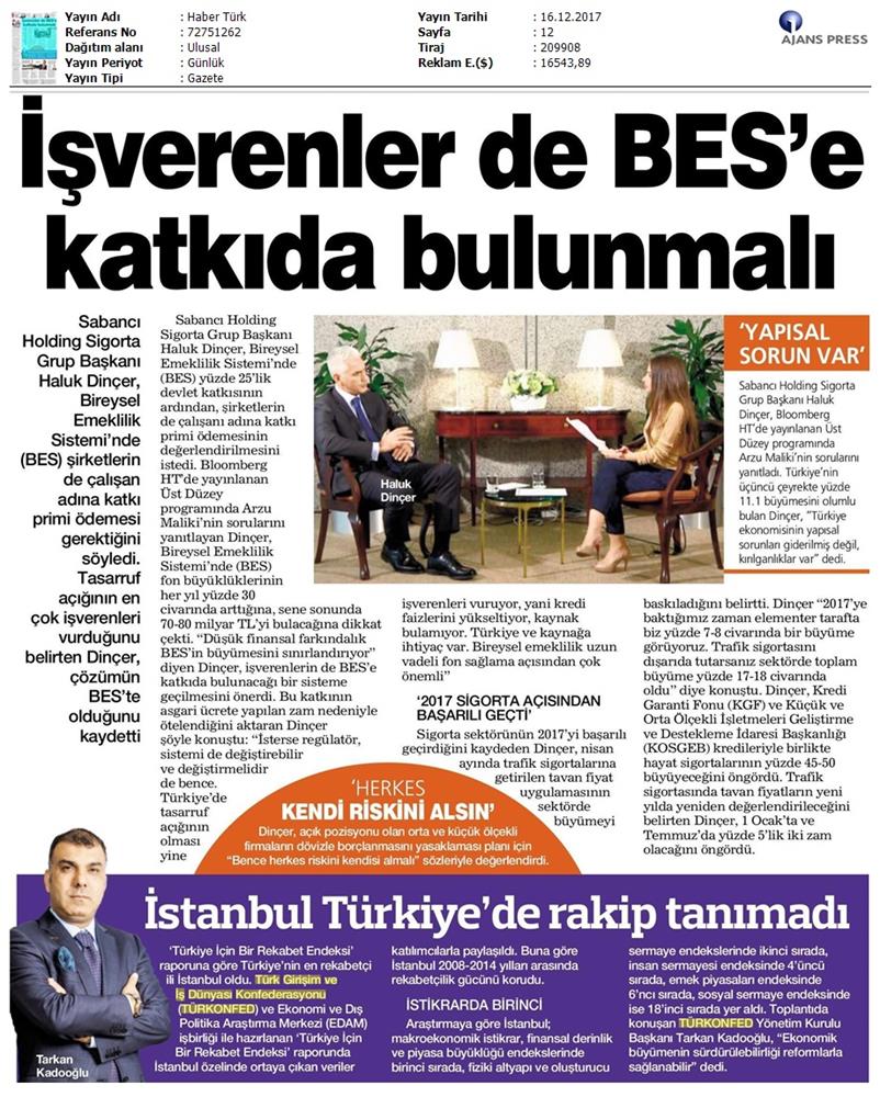 TÜRKONFED Isifed Rekabet Endeksi Tanitim Toplantısı Medya Yansimalari 14 Aralik 2017 Istanbul - 23