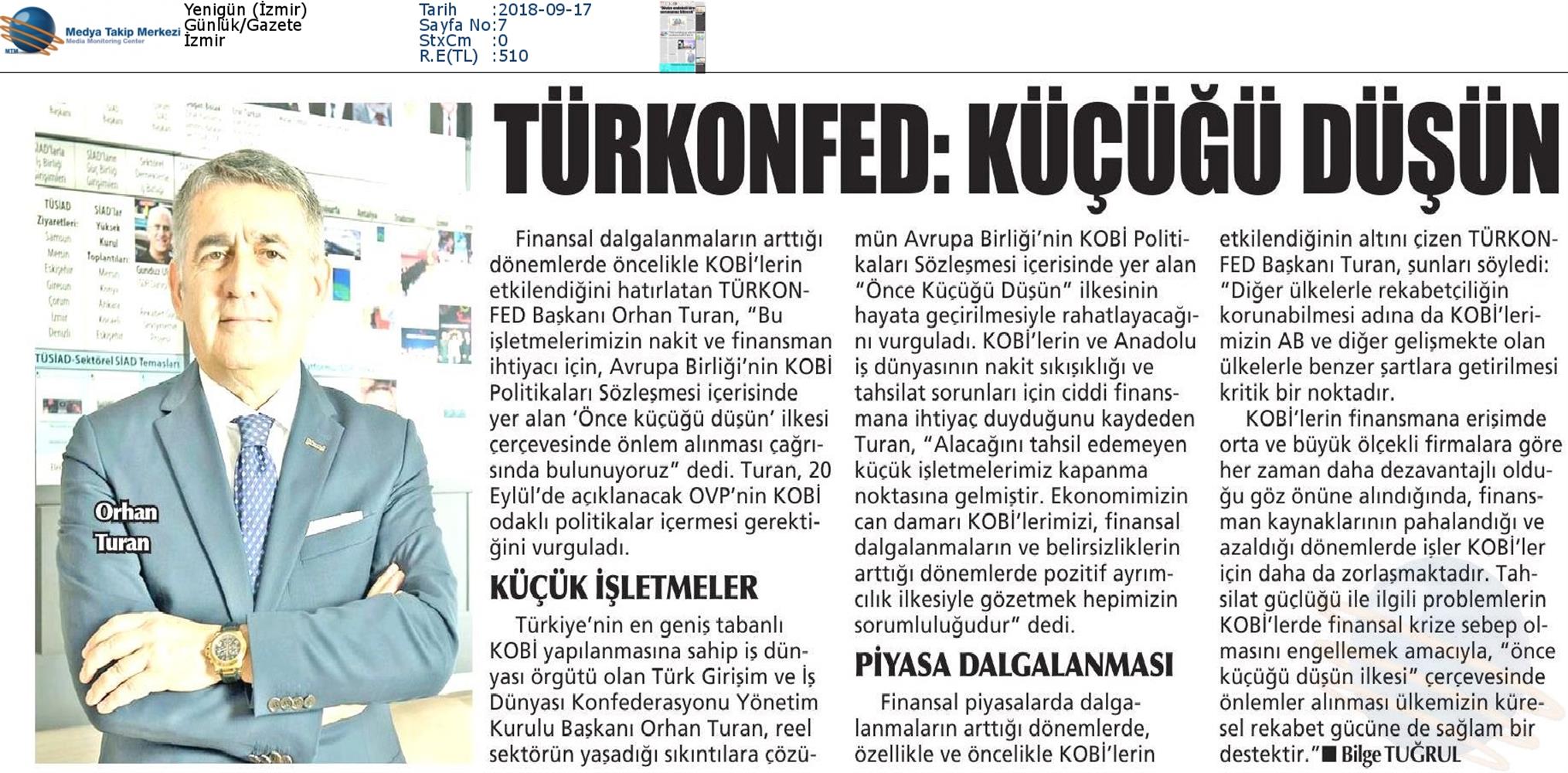 TÜRKONFED Once Kucugu Dusun Medya Yansimalari 17 Eylul 2018 - 2