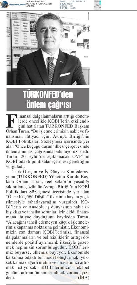 TÜRKONFED Once Kucugu Dusun Medya Yansimalari 17 Eylul 2018 - 12