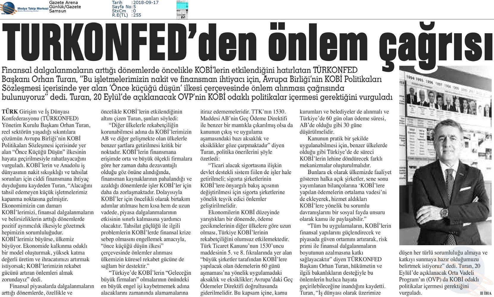 TÜRKONFED Once Kucugu Dusun Medya Yansimalari 17 Eylul 2018 - 22