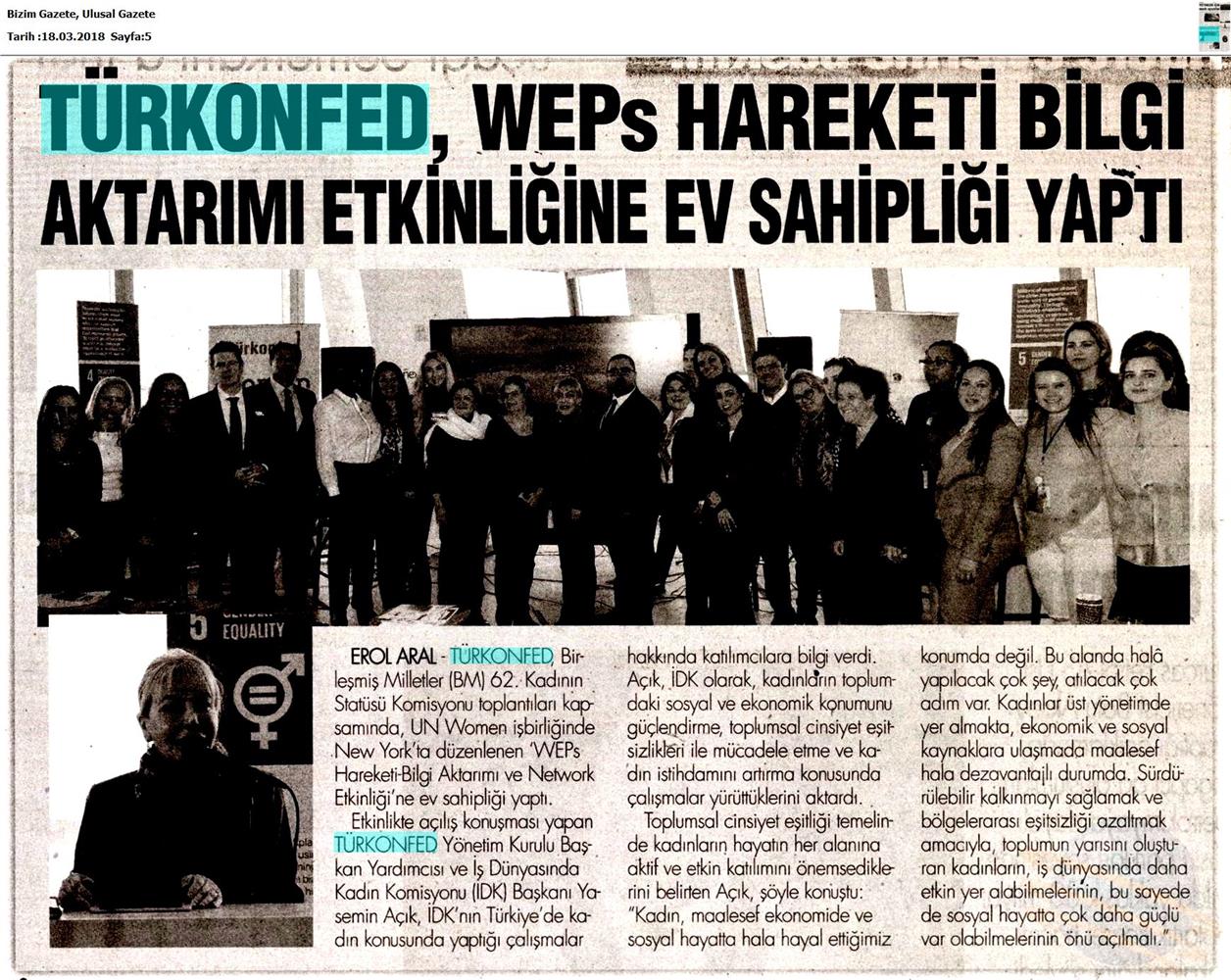 TÜRKONFED Un Women Weps Hareketi Bilgi Aktarimi Ve Network Etkinligi Medya Yansimalari 14 Mart 2018 New York - 8