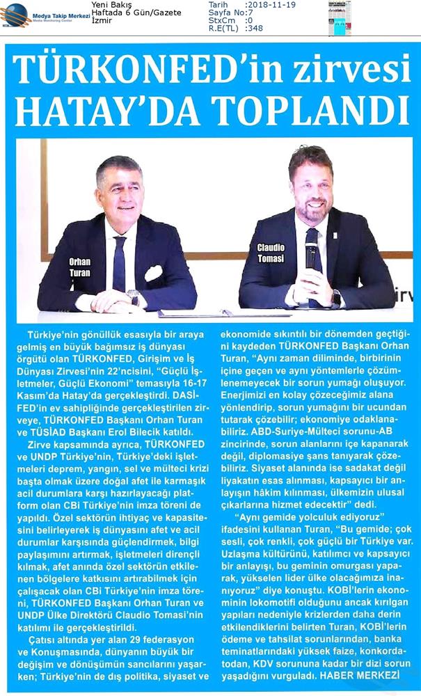 TÜRKONFED Undp Connecting Business Initiative CBI Platformu İşbirliği 16 Kasim 2018 - 11