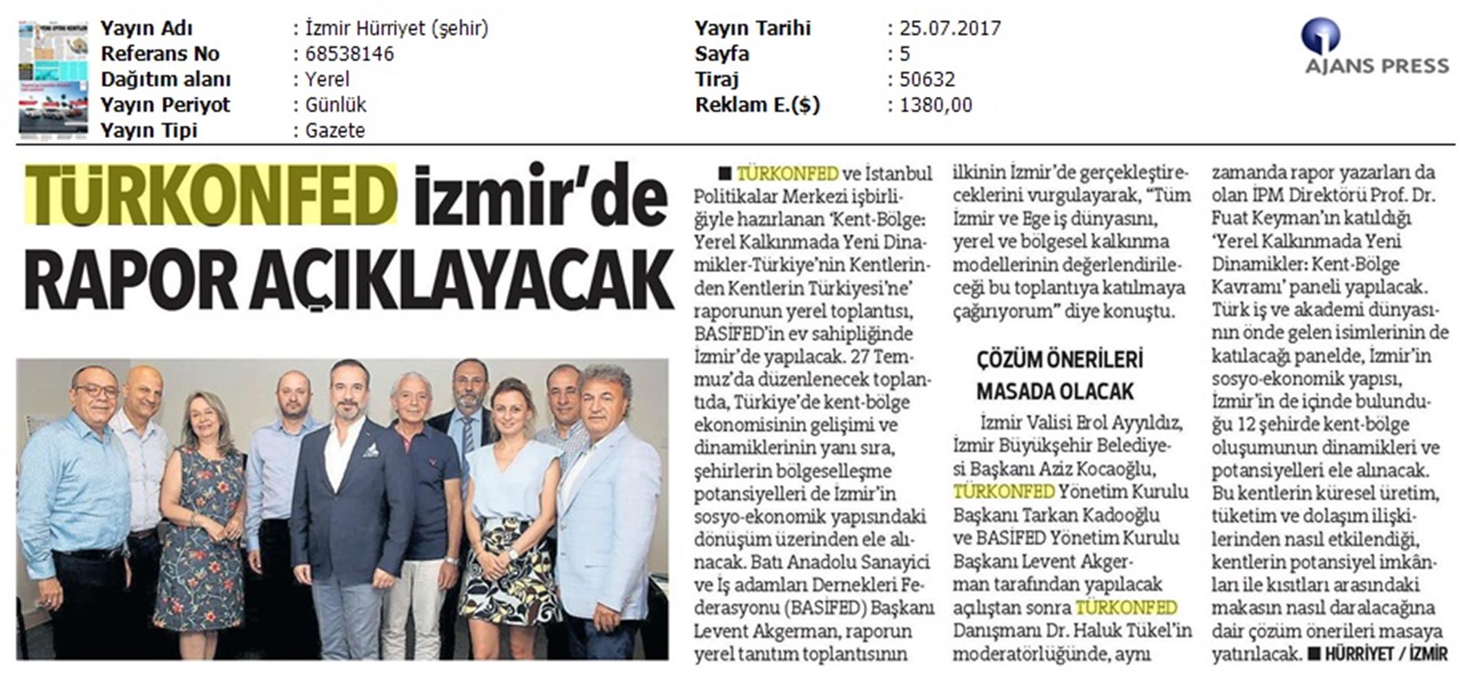 TÜRKONFED Izmir Kent Bolge Raporu Tanitim Toplantısı Basifed 25 Temmuz 2017 - 9