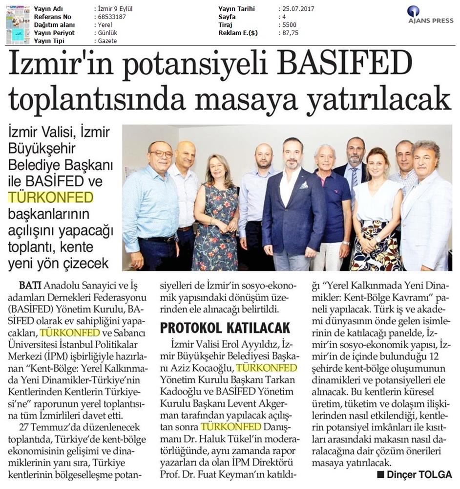 TÜRKONFED Izmir Kent Bolge Raporu Tanitim Toplantısı Basifed 25 Temmuz 2017 - 11