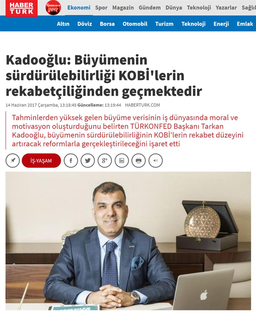 TÜRKONFED 1 Ceyrek Buyume Verisi Basin Bulteni Medya Yansimasi 15 Haziran 2017 - 8