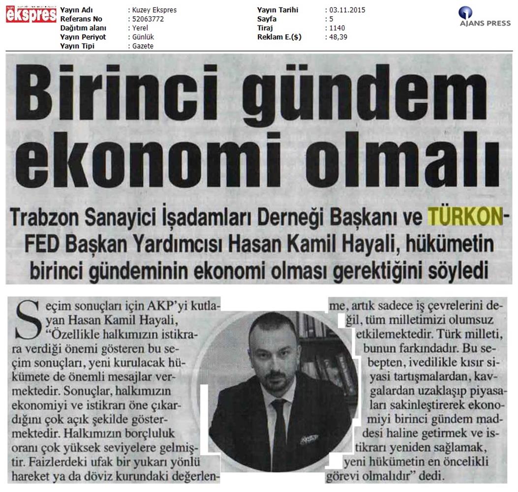 TÜRKONFED 1 Kasim Secimleri Aciklamasi Yerel Gazetelerde Yansimalar - 2
