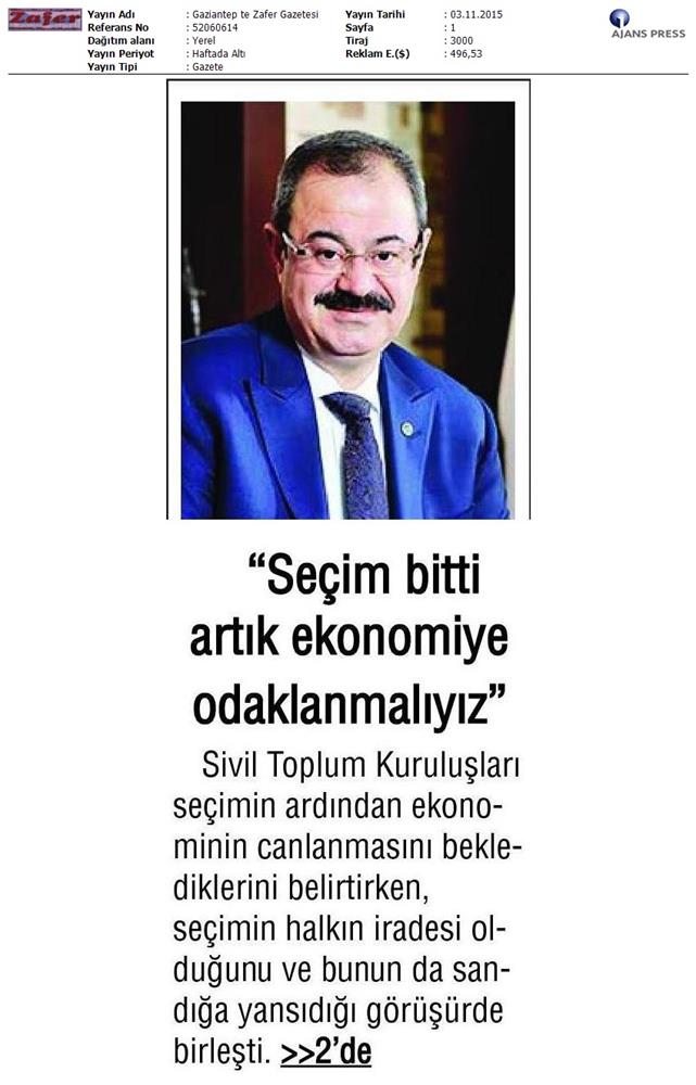 TÜRKONFED 1 Kasim Secimleri Aciklamasi Yerel Gazetelerde Yansimalar - 3