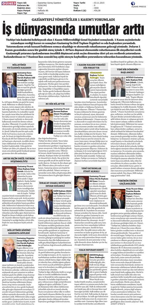 TÜRKONFED 1 Kasim Secimleri Aciklamasi Yerel Gazetelerde Yansimalar - 8