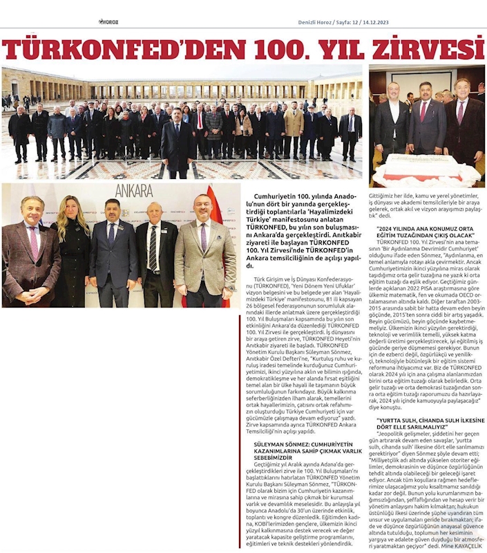 TÜRKONFED 100 Yil Başkanlar Zirvesi 10 Aralik 2023 Ankara - 2
