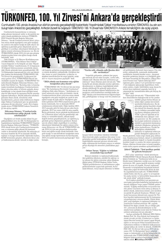 TÜRKONFED 100 Yil Başkanlar Zirvesi 10 Aralik 2023 Ankara - 3