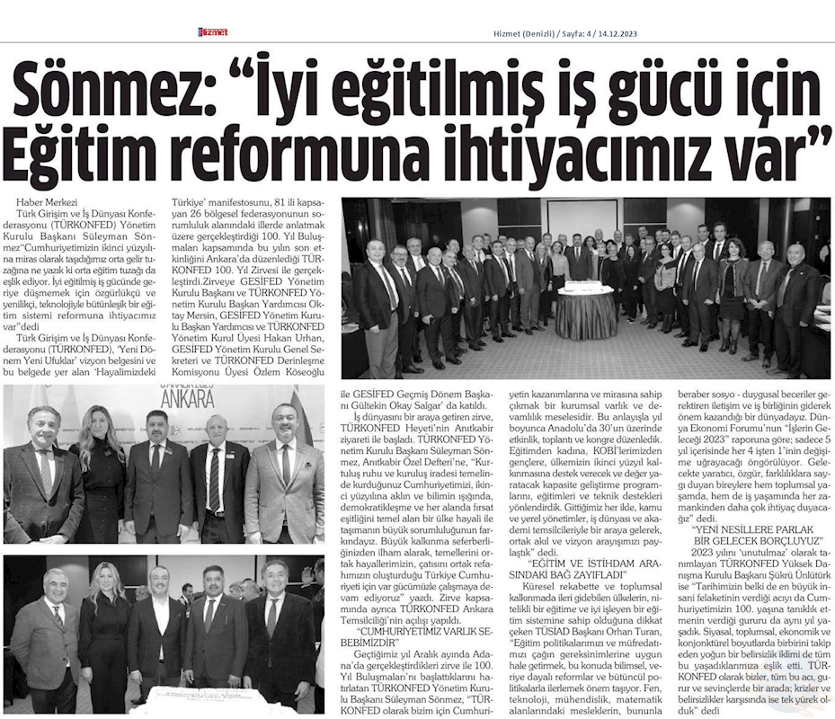 TÜRKONFED 100 Yil Başkanlar Zirvesi 10 Aralik 2023 Ankara - 4