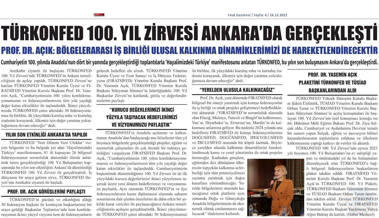 TÜRKONFED 100 Yil Başkanlar Zirvesi 10 Aralik 2023 Ankara - 7